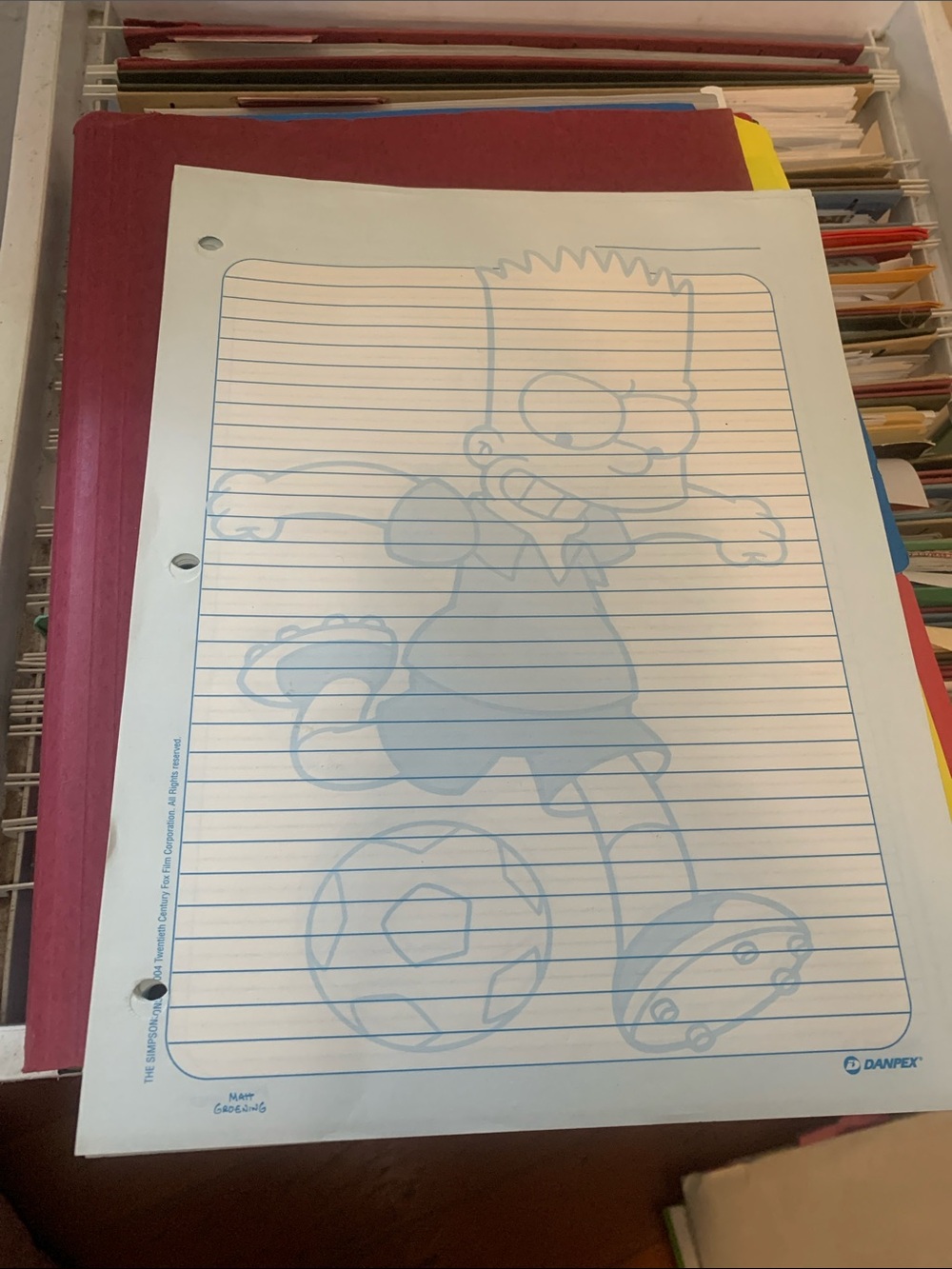 Bart Simpson soccer/devil lined paper - approx 100 sheets